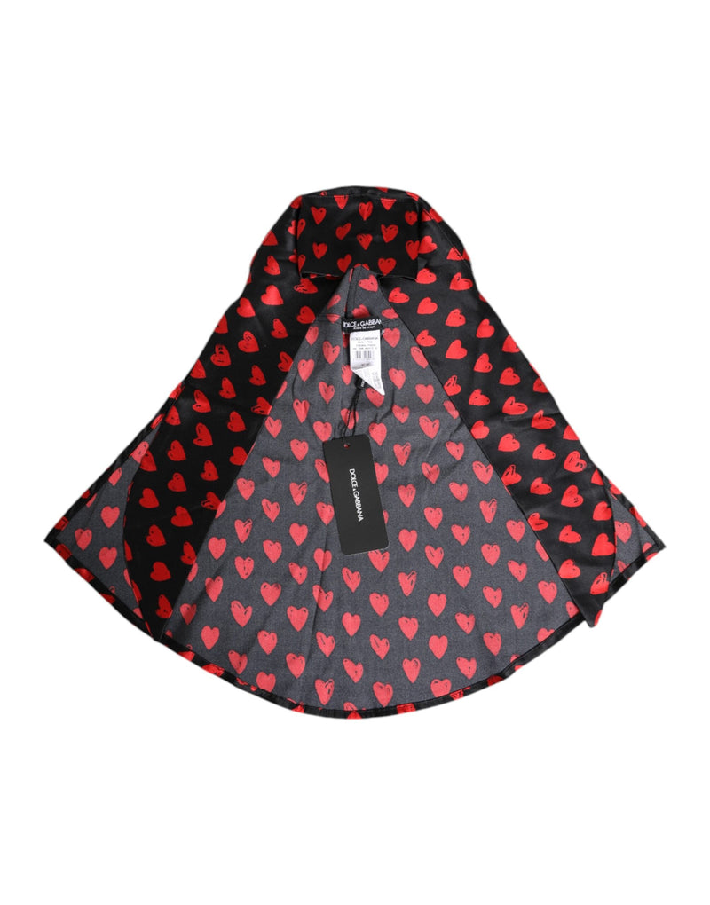 Black Red Hearts Polyester Hat Dolce & Gabbana