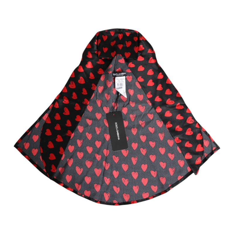 Black Red Hearts Polyester Hat Dolce & Gabbana
