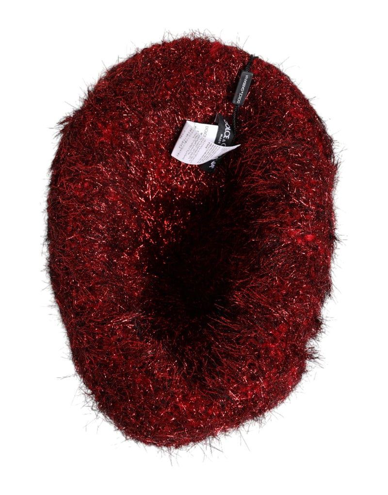 Red Viscose Tinsel Wide Brim Bucket Hat Dolce & Gabbana