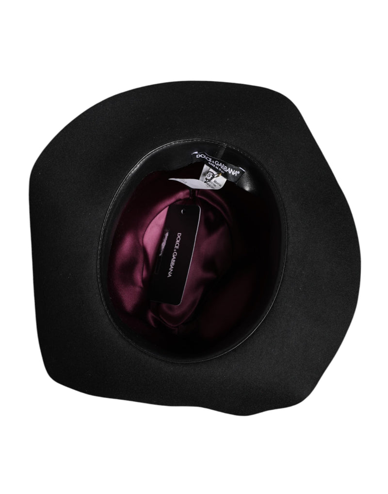 Black Wide Brim Trilby Fedora Hat Dolce & Gabbana