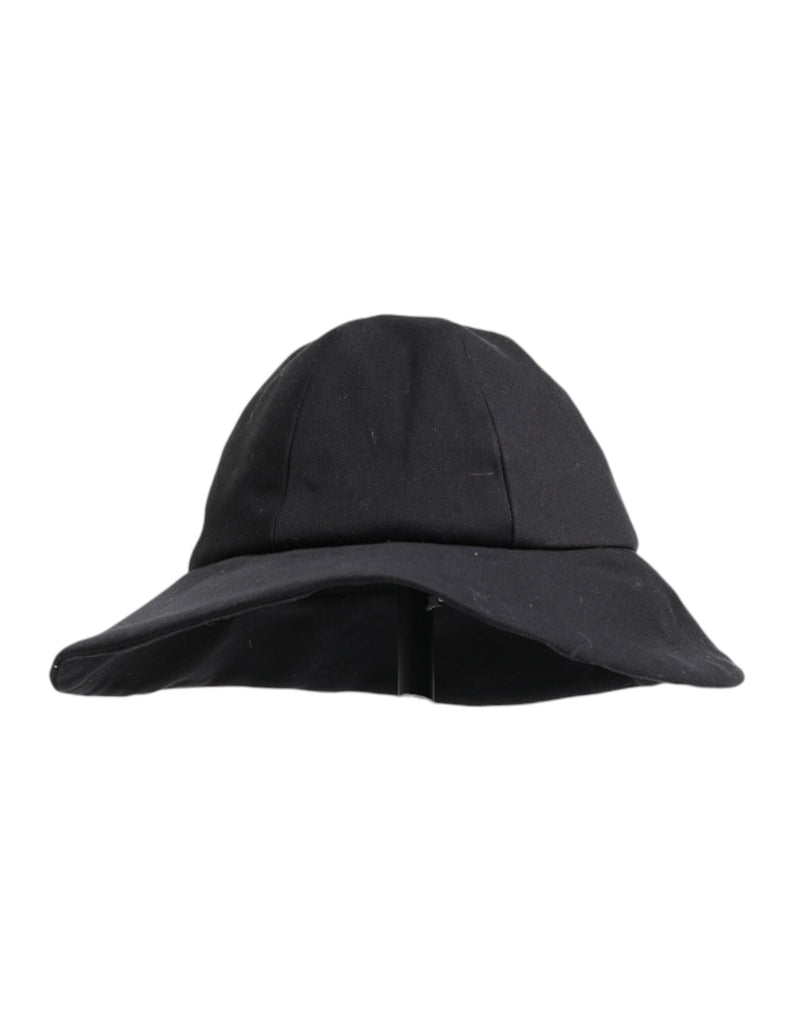 Black Cotton Wide Brim Bucket Hat Dolce & Gabbana