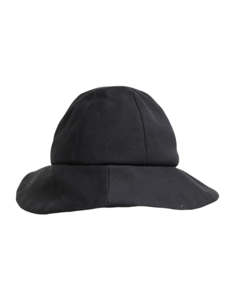 Black Cotton Wide Brim Bucket Hat Dolce & Gabbana