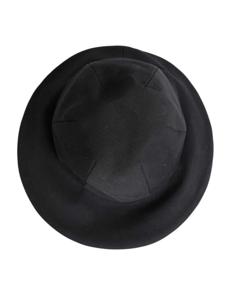 Black Cotton Wide Brim Bucket Hat Dolce & Gabbana