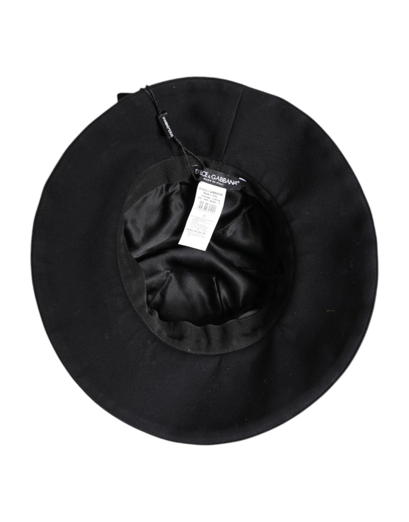 Black Cotton Wide Brim Bucket Hat Dolce & Gabbana