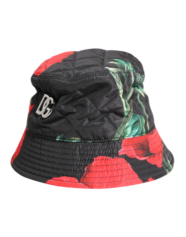 Multicolor DG Plaque Wide Brim Bucket Hat Dolce & Gabbana