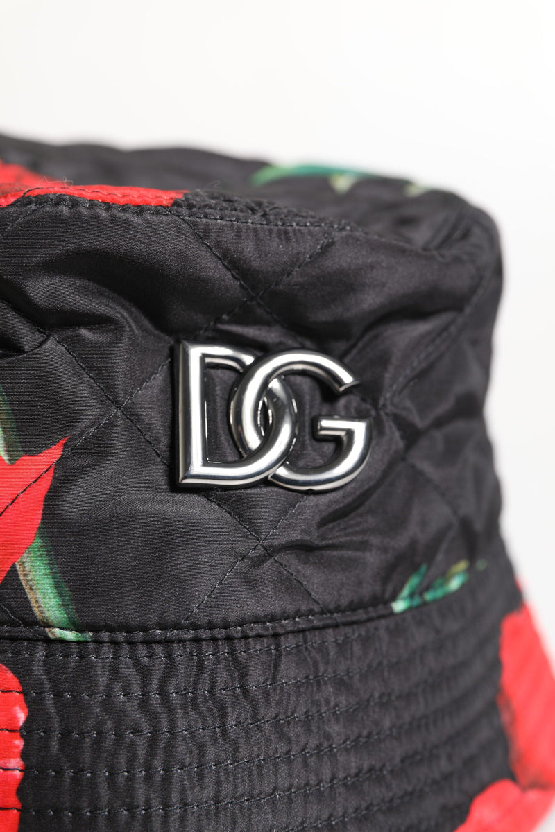 Multicolor DG Plaque Wide Brim Bucket Hat Dolce & Gabbana