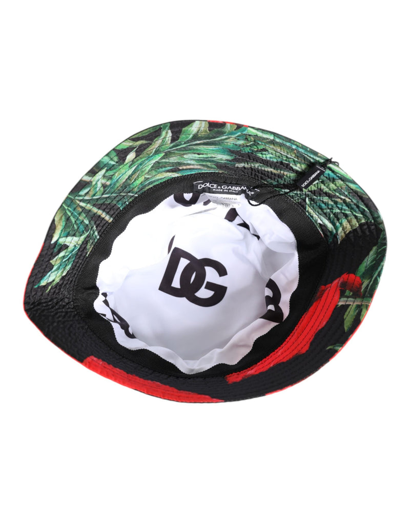 Multicolor DG Plaque Wide Brim Bucket Hat Dolce & Gabbana