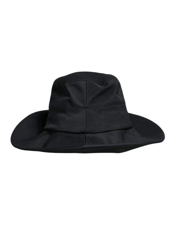 Black Cotton Wide Brim Fedora Hat Dolce & Gabbana
