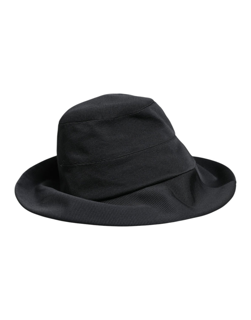Black Cotton Wide Brim Fedora Hat Dolce & Gabbana