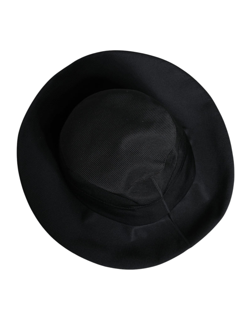 Black Cotton Wide Brim Fedora Hat Dolce & Gabbana