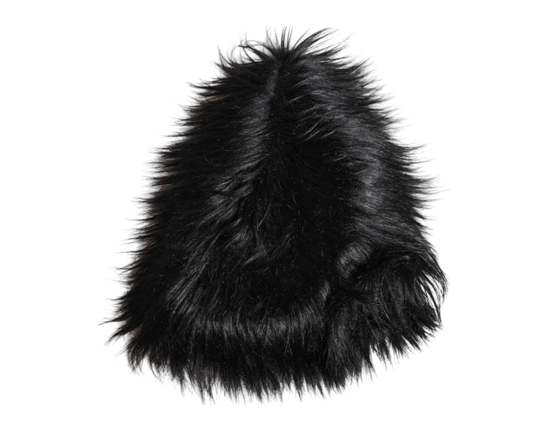 Black Acrylic Fur Womens Bucket Hat Dolce & Gabbana