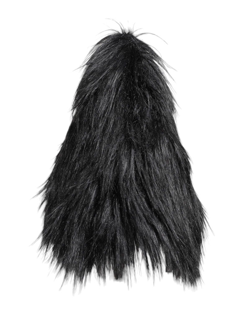 Black Acrylic Fur Womens Bucket Hat Dolce & Gabbana