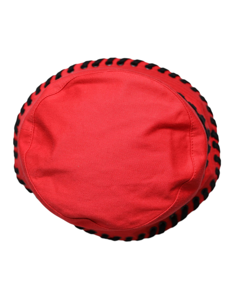 Red Lace Polyester Wide Brim Bucket Hat Dolce & Gabbana