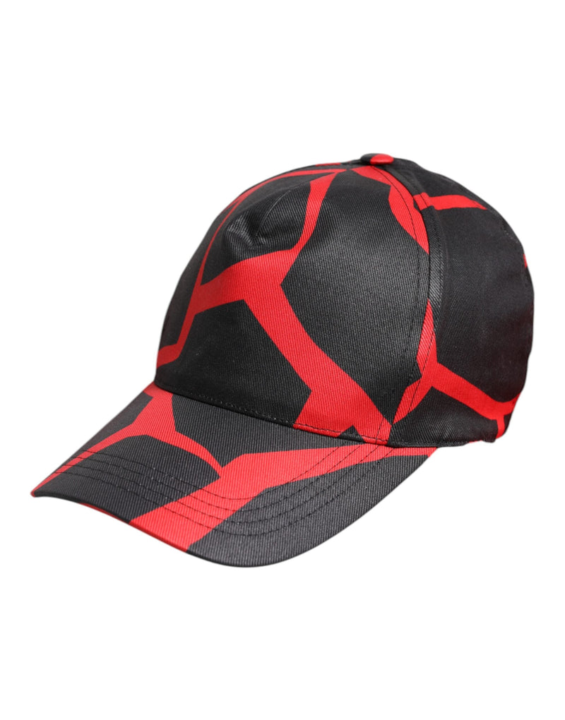Red Black Lace Tulle Cotton Baseball Cap Dolce & Gabbana