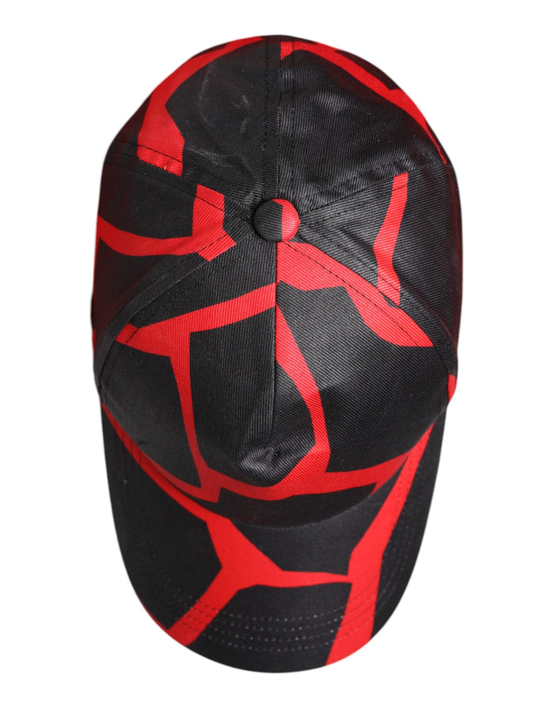 Red Black Lace Tulle Cotton Baseball Cap Dolce & Gabbana
