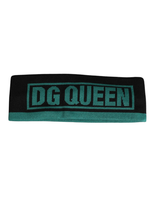 Black Silk Knitted DG Queen Head Band Hat Dolce & Gabbana