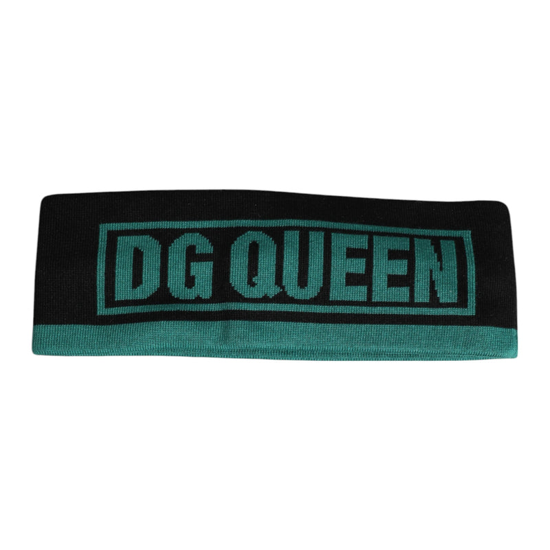 Black Silk Knitted DG Queen Head Band Hat Dolce & Gabbana
