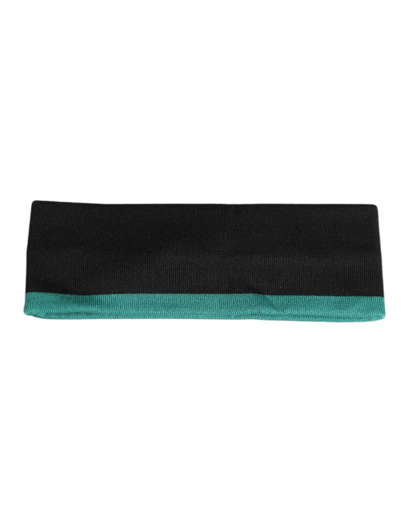 Black Silk Knitted DG Queen Head Band Hat Dolce & Gabbana