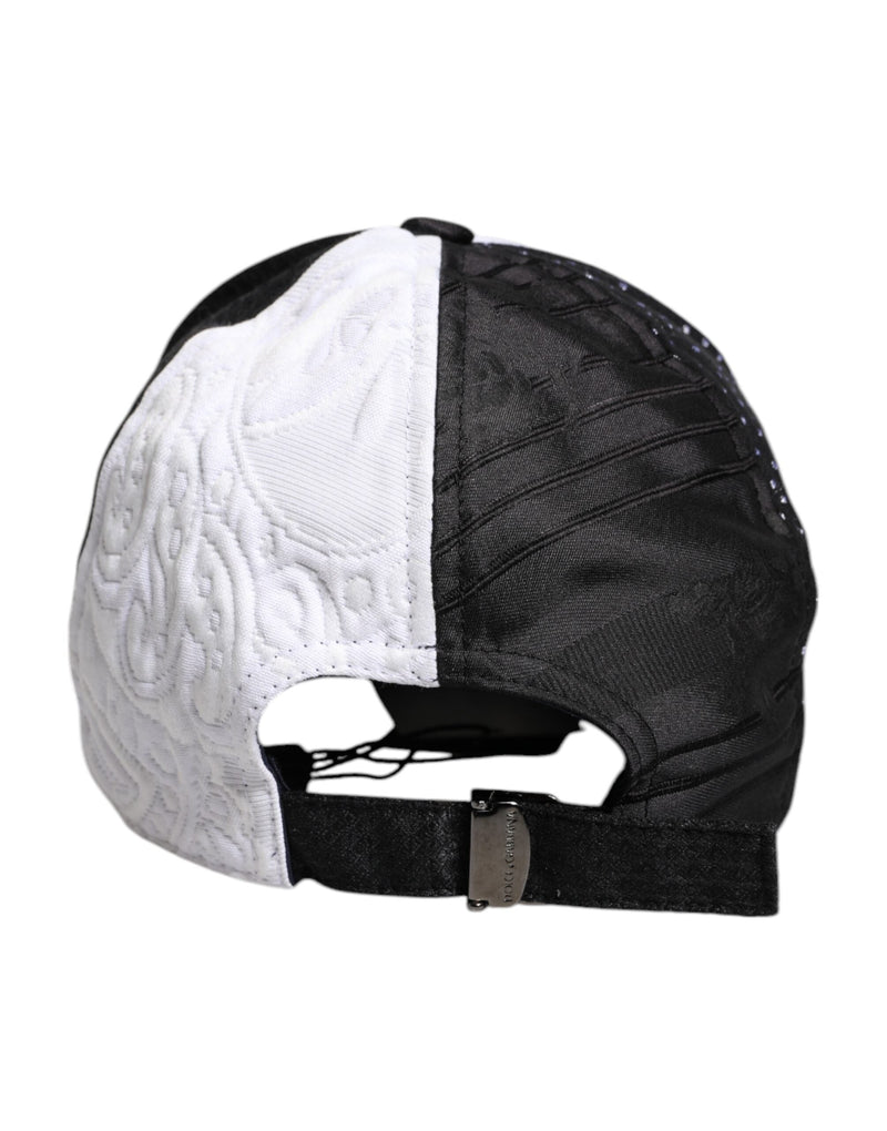White Black Polka Dot Feathers Baseball Cap Dolce & Gabbana