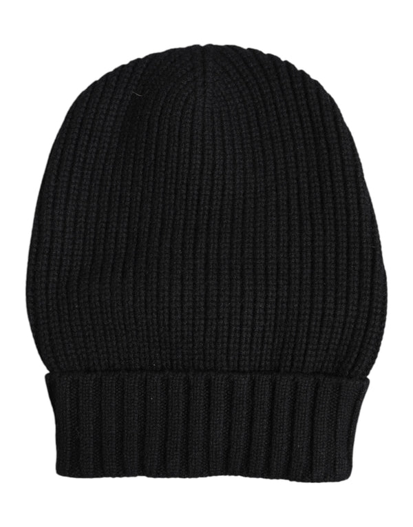 Black Cashmere Knitted Winter Beanie Hat Dolce & Gabbana