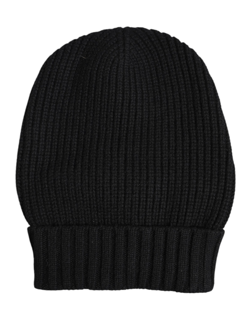 Black Cashmere Knitted Winter Beanie Hat Dolce & Gabbana
