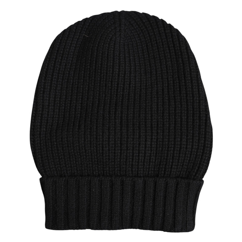 Black Cashmere Knitted Winter Beanie Hat Dolce & Gabbana