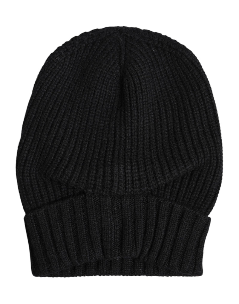 Black Cashmere Knitted Winter Beanie Hat Dolce & Gabbana