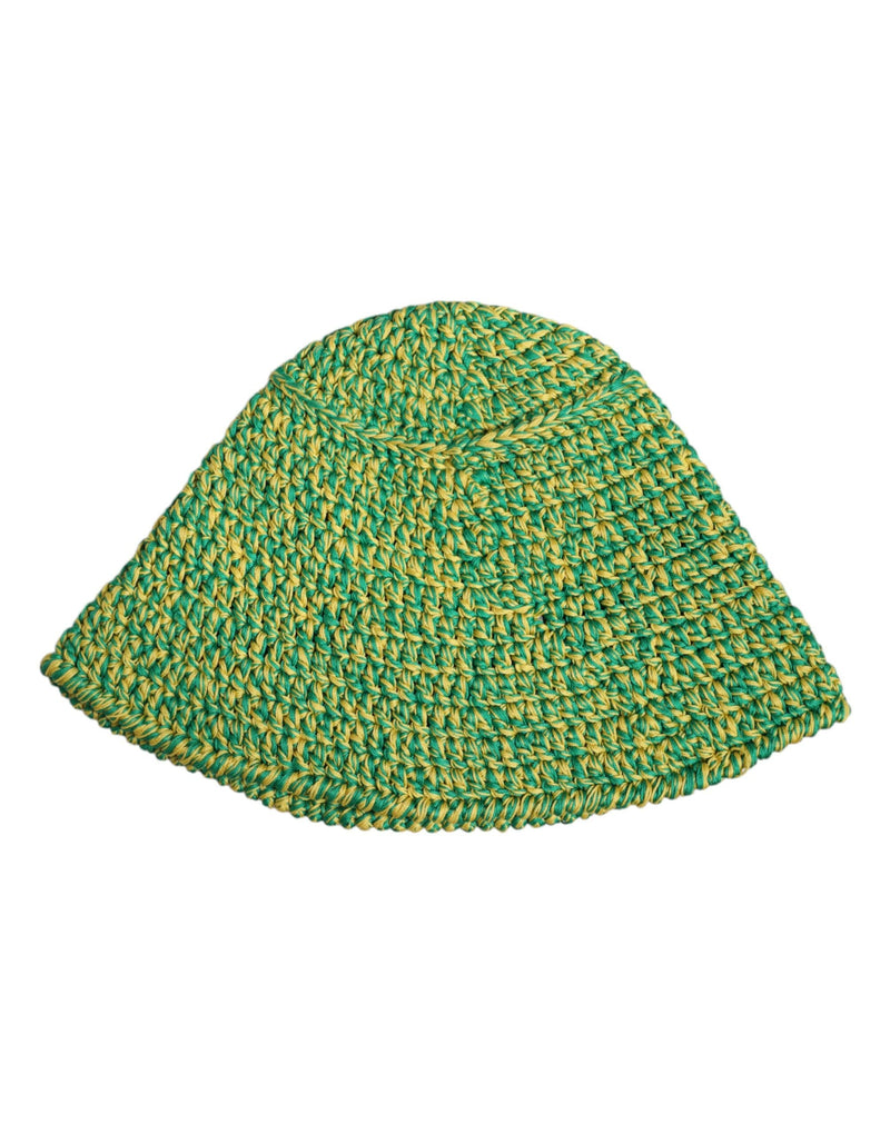 Green Cotton Crochet DG Logo Bucket Hat Dolce & Gabbana