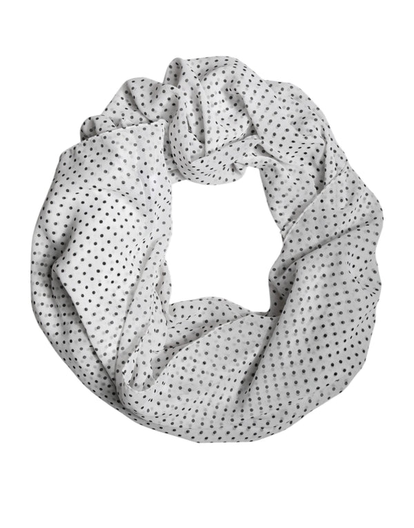 White Polka Dots Polyester Wrap Shawl Scarf Dolce & Gabbana