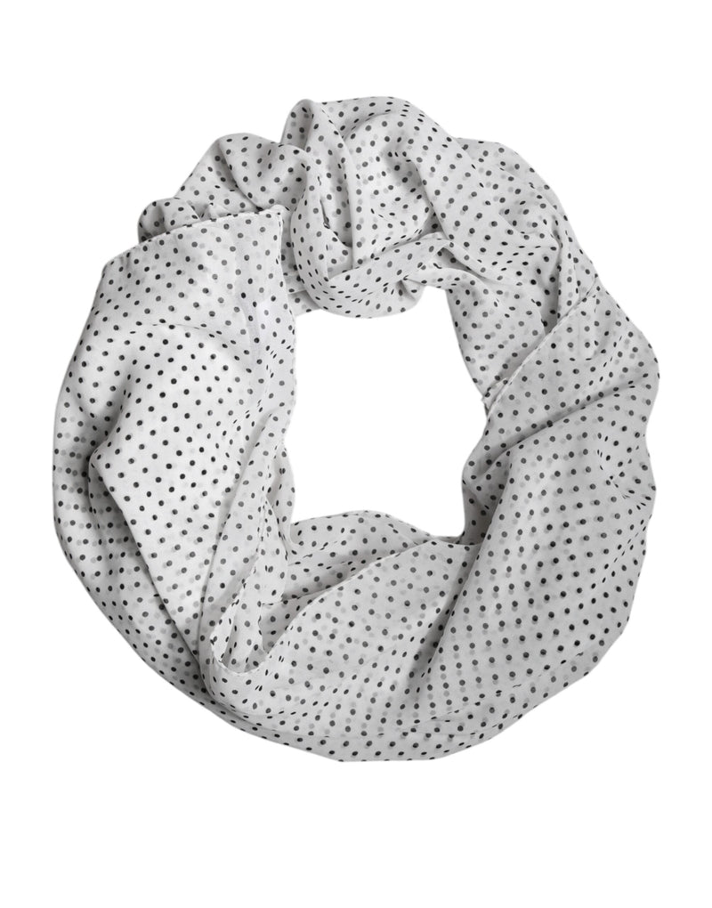 White Polka Dots Polyester Wrap Shawl Scarf Dolce & Gabbana