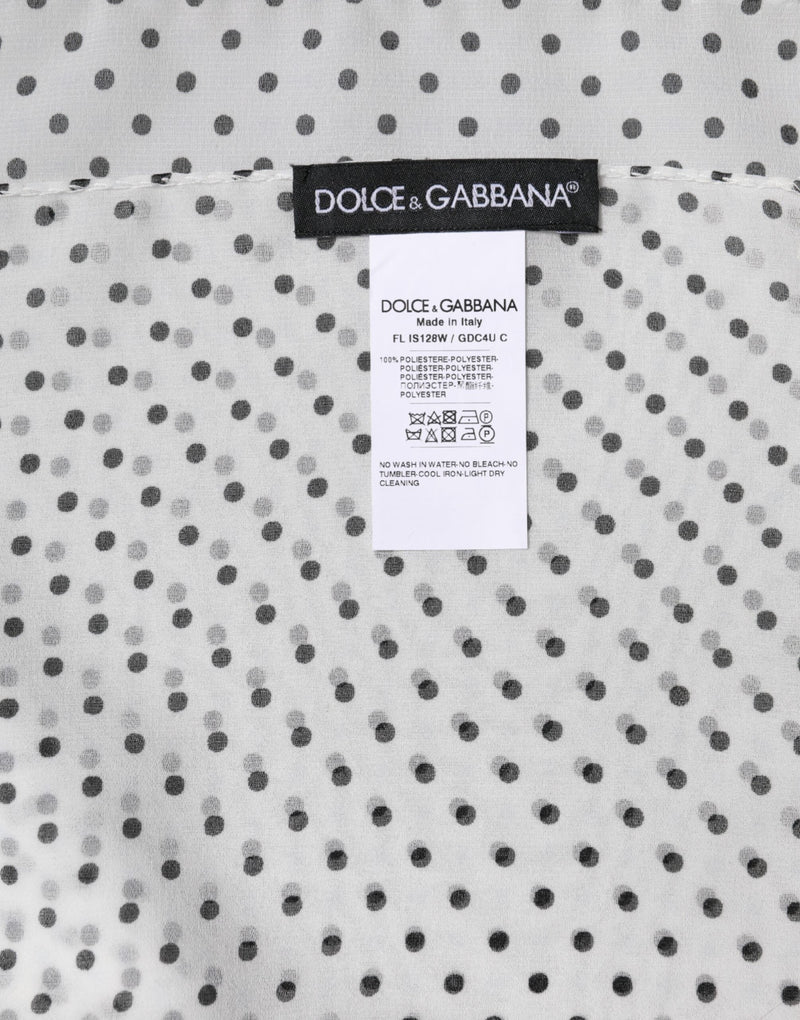 White Polka Dots Polyester Wrap Shawl Scarf Dolce & Gabbana