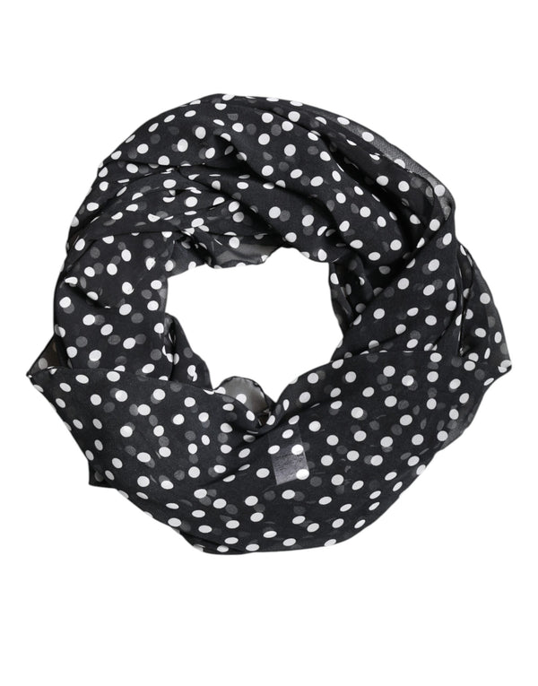 Black Polka Dots Polyester Wrap Shawl Scarf Dolce & Gabbana