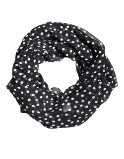 Black Polka Dots Polyester Wrap Shawl Scarf Dolce & Gabbana