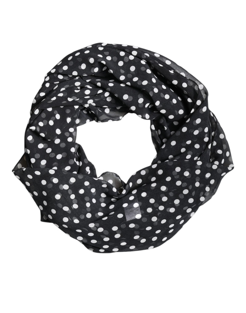 Black Polka Dots Polyester Wrap Shawl Scarf Dolce & Gabbana