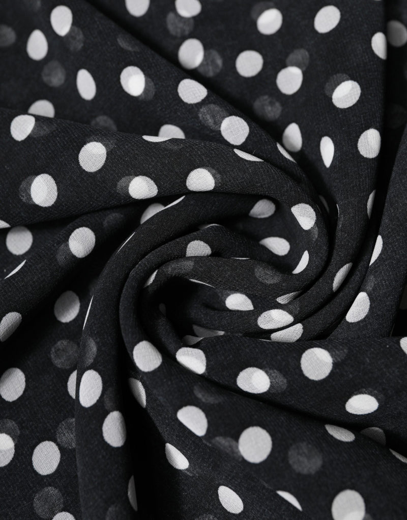 Black Polka Dots Polyester Wrap Shawl Scarf Dolce & Gabbana