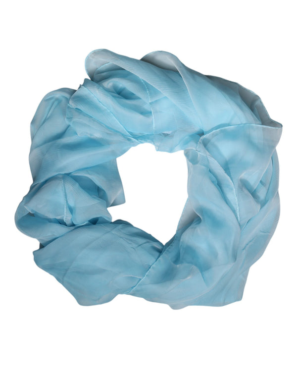 Light Blue Silk Rectangle Wrap Shawl Scarf Dolce & Gabbana