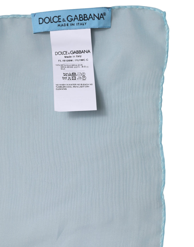 Light Blue Silk Rectangle Wrap Shawl Scarf Dolce & Gabbana