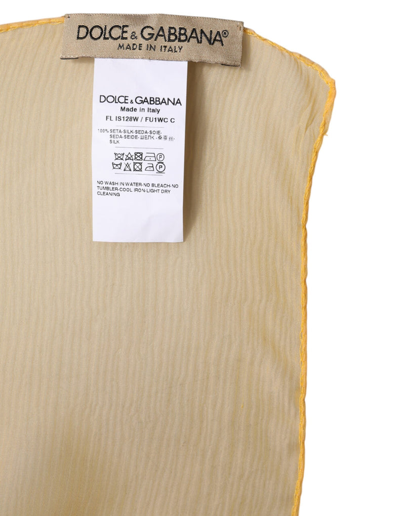 Yellow Silk Rectangle Wrap Shawl Scarf Dolce & Gabbana