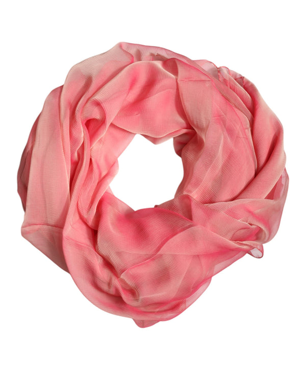 Pink Silk Rectangle Women Wrap Shawl Scarf Dolce & Gabbana