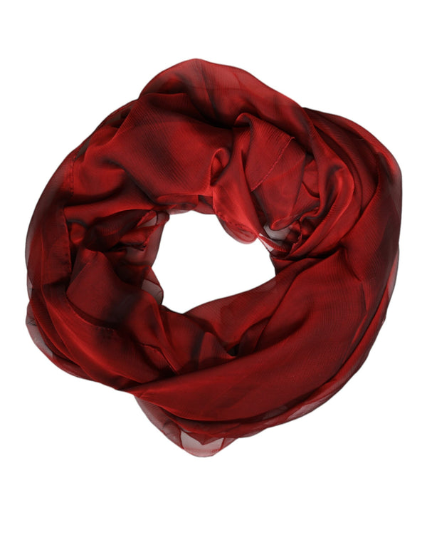 Red Silk Rectangle Women Wrap Shawl Scarf Dolce & Gabbana