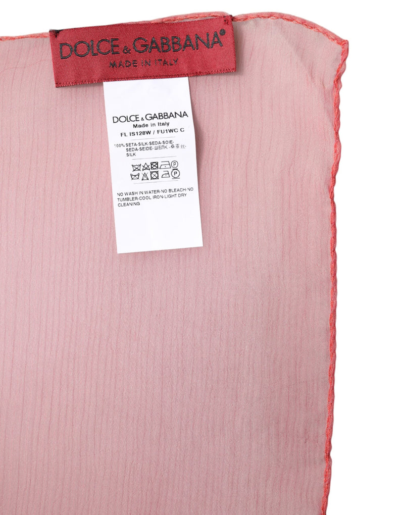Pink Silk Rectangle Women Wrap Shawl Scarf Dolce & Gabbana