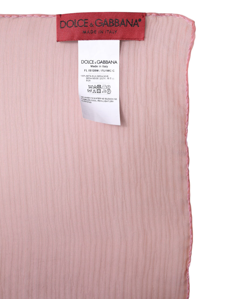 Pink Silk Rectangle Women Wrap Shawl Scarf Dolce & Gabbana