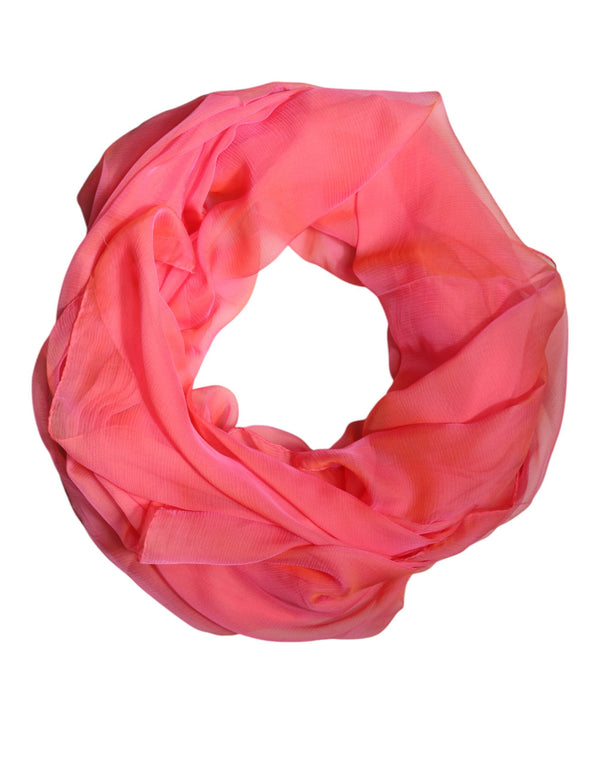 Pink Silk Rectangle Women Wrap Shawl Scarf Dolce & Gabbana
