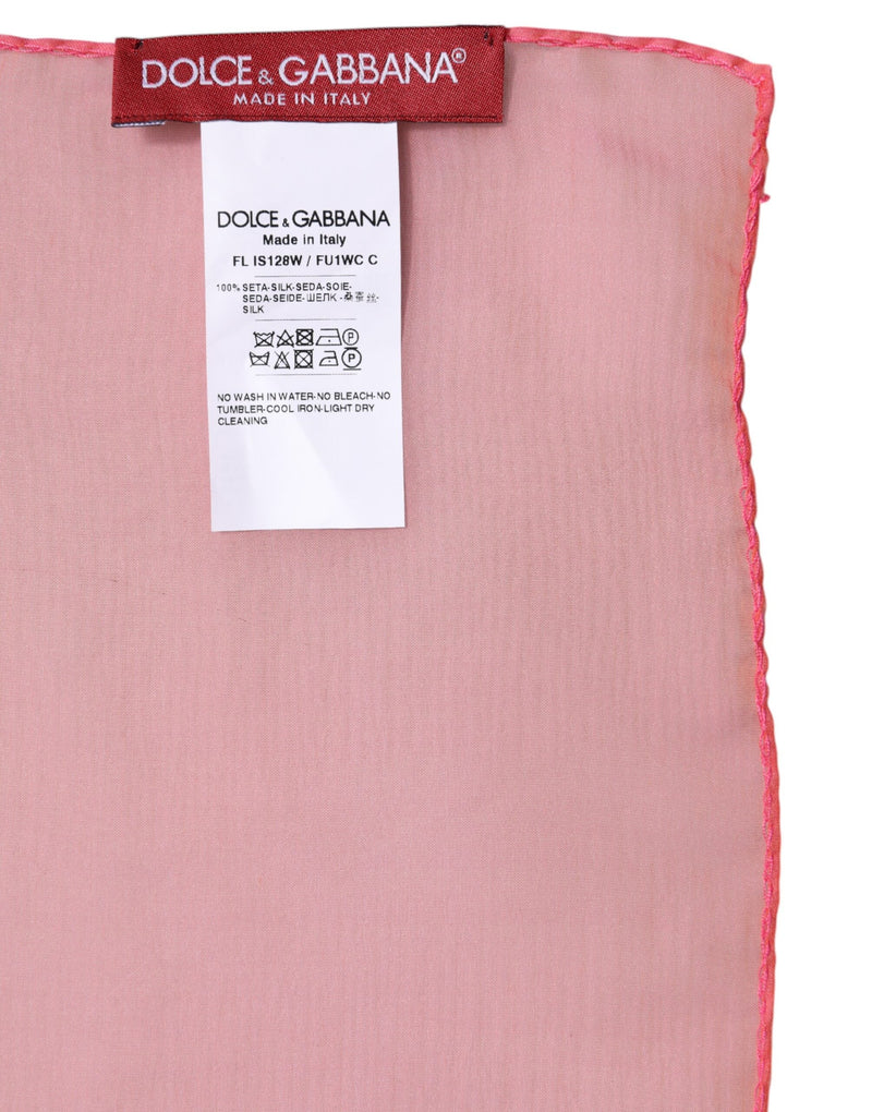 Pink Silk Rectangle Women Wrap Shawl Scarf Dolce & Gabbana