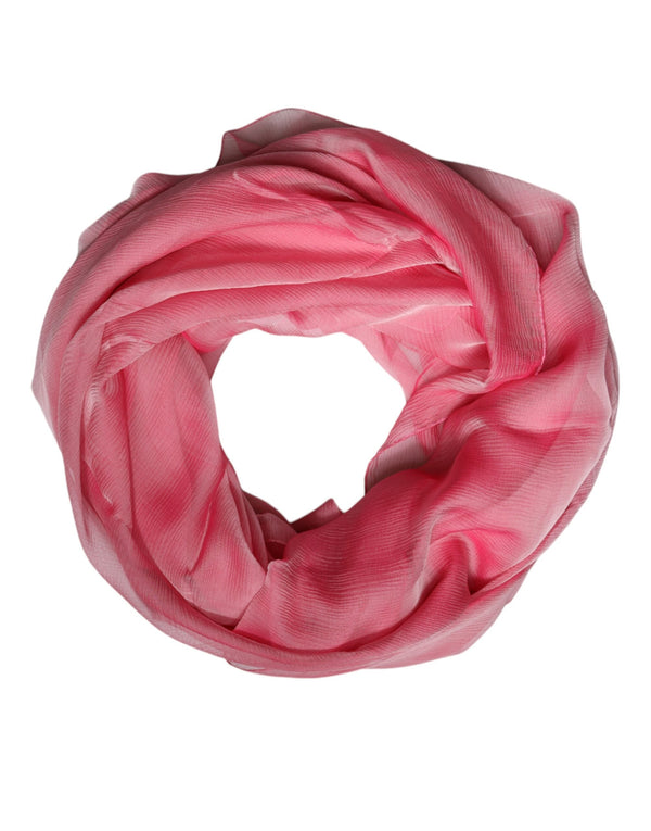 Pink Silk Rectangle Women Wrap Shawl Scarf Dolce & Gabbana