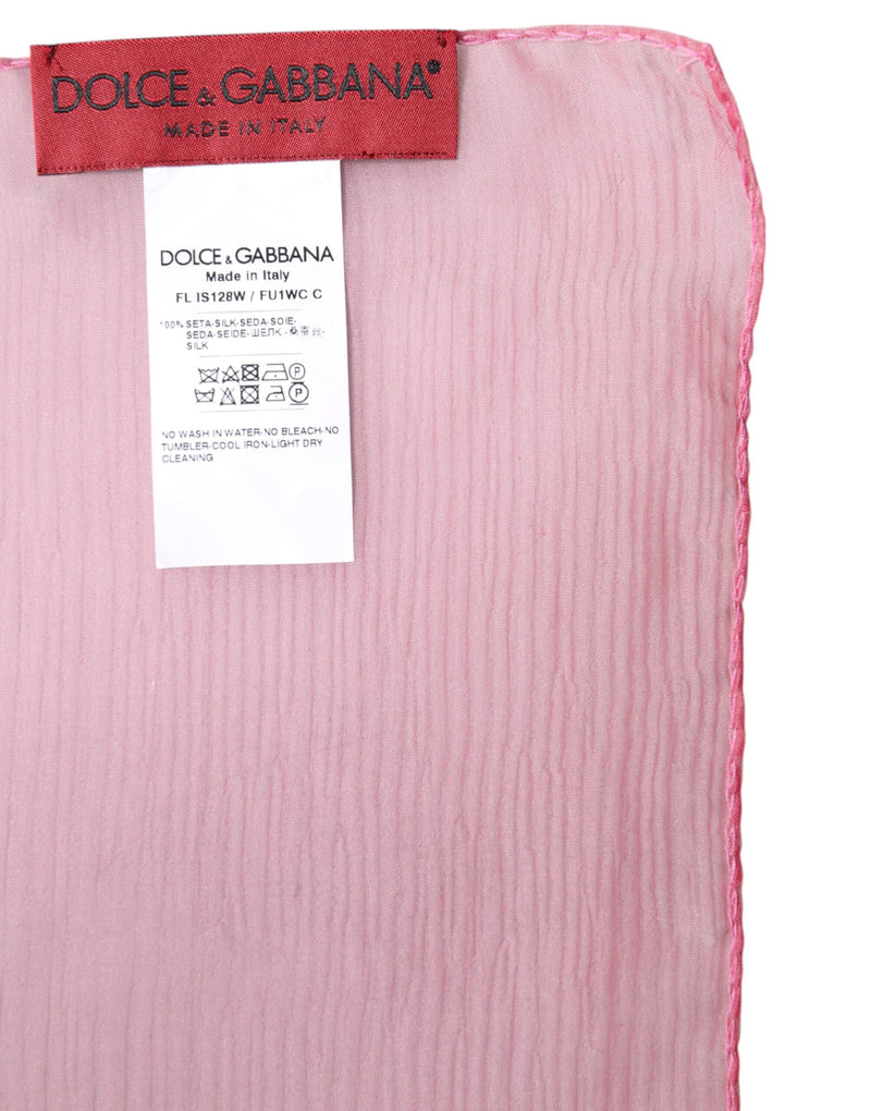 Pink Silk Rectangle Women Wrap Shawl Scarf Dolce & Gabbana