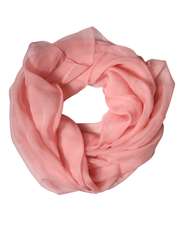 Pink Silk Rectangle Women Wrap Shawl Scarf Dolce & Gabbana