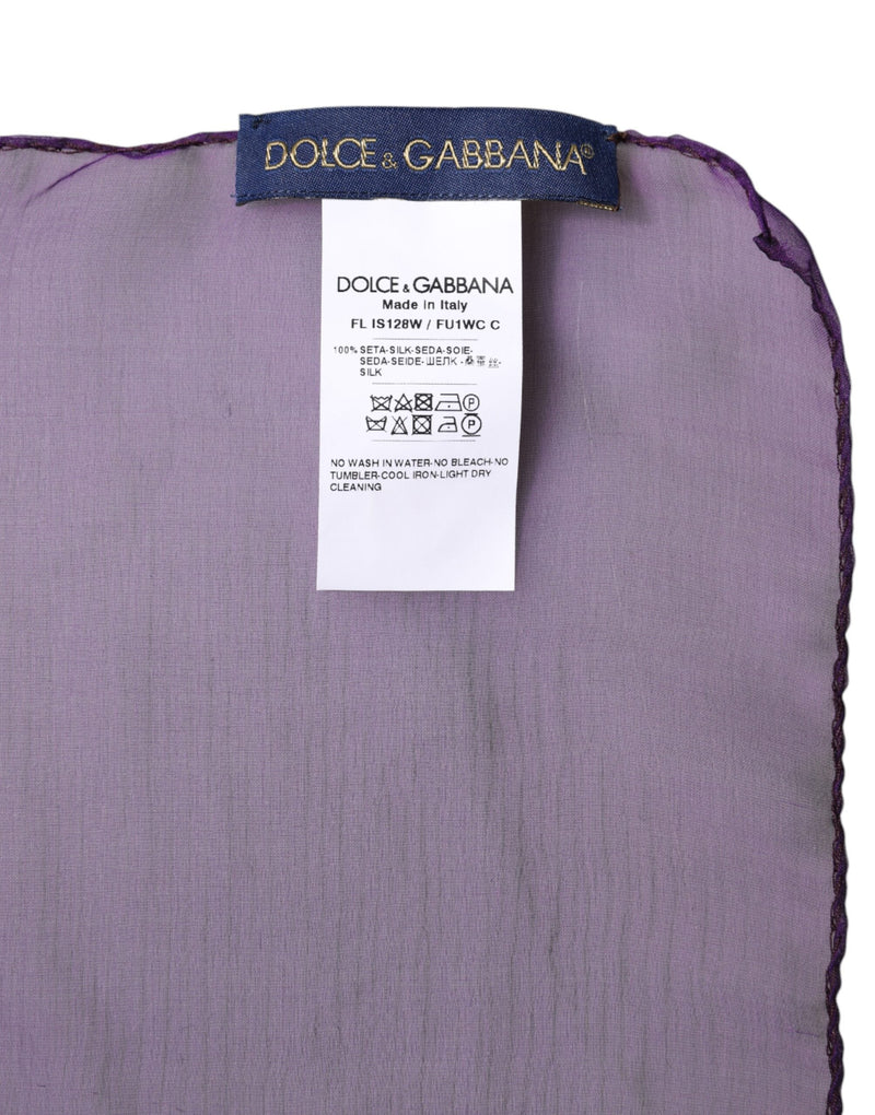 Purple Silk Rectangle Wrap Shawl Scarf Dolce & Gabbana