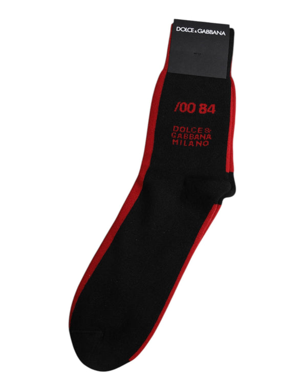 Black Nylon DG Logo Mid Calf Men Socks Dolce & Gabbana