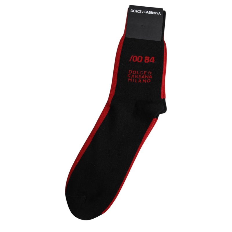 Black Nylon DG Logo Mid Calf Men Socks Dolce & Gabbana